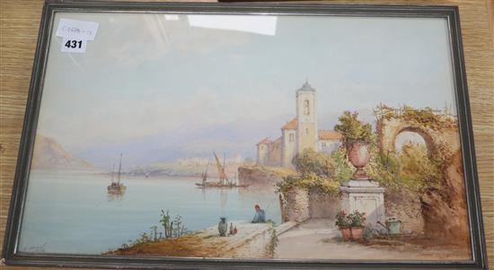 Edwin St John, (1876-1910), watercolour, Italian Lake Scene, signed, 29 x 49cm